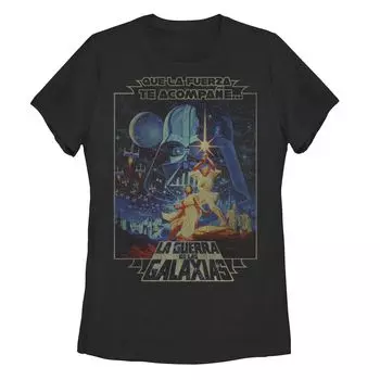 Футболка с плакатом «Звездные войны» для юниоров Que La Fuerza Be With You Licensed Character, черный