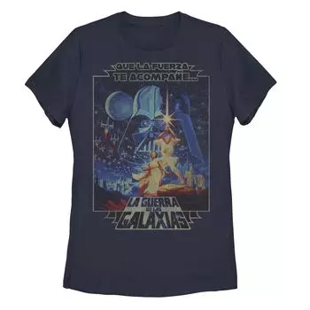 Футболка с плакатом «Звездные войны» для юниоров Que La Fuerza Be With You Licensed Character, темно-синий