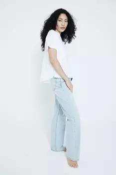 Футболка с плиссированным подолом River Island, белый