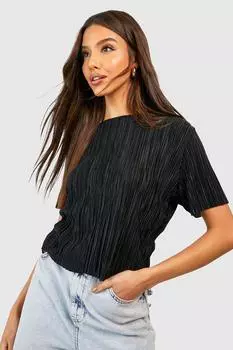 Футболка с плиссой Boohoo, черный