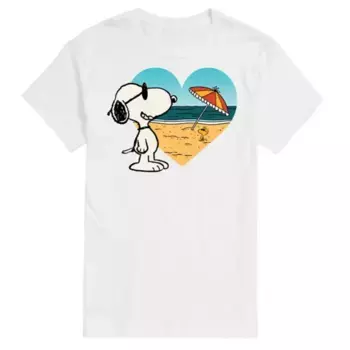 Футболка с пляжным принтом Snoopy и надписью "At heart" для высоких и полных Licensed Character, белый