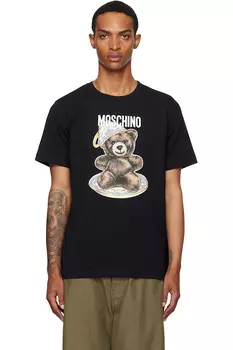 Футболка с плюшевым мишкой из органического хлопка Moschino, черный