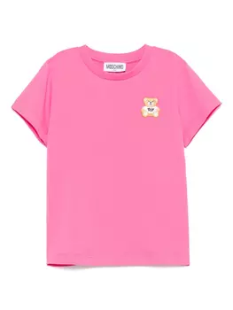 Футболка с плюшевым мишкой Moschino Kids, розовый