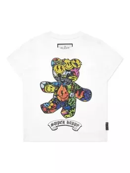 Футболка с плюшевым мишкой Philipp Plein Junior, белый