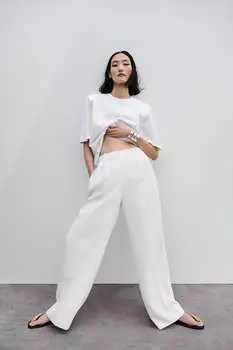 Футболка с подплечниками Zara, белый
