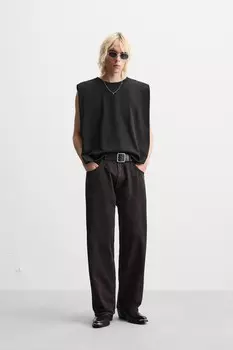 Футболка с подплечниками ZARA, черный