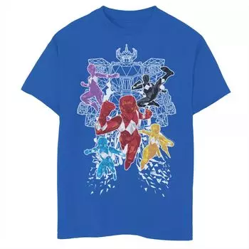 Футболка с полигонами и графическим рисунком Power Rangers Group для мальчиков 8–20 лет Licensed Character