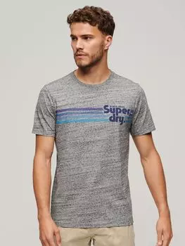 Футболка с полосатым логотипом Terrain Superdry, флинт серый грит