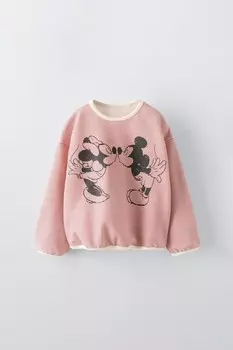 Футболка с полосатым микки и минни маус disney ZARA, красный