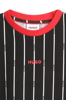Футболка с полосатым принтом и логотипом Hugo, черный