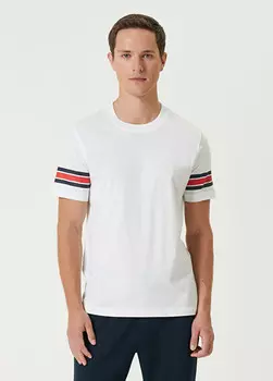 Футболка с полосатым принтом логотипа Beymen Club, белый