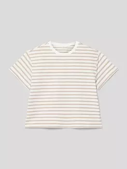 Футболка с полосатым узором модель "доха" Mango, песочный