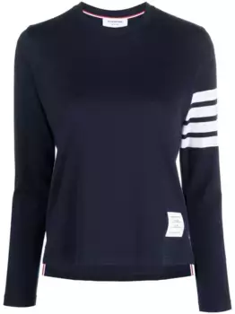 Футболка с полосками 4-Bar и принтом THOM BROWNE, синий