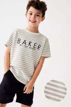 Футболка с полосками и фактурой Baker By Ted Baker, бежевый