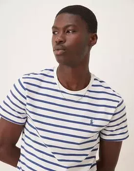 Футболка с полосками и логотипом Polo Ralph Lauren белого/синего цвета