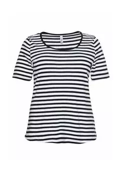 Футболка с полосками, окрашенными в пряжу, из ребристой ткани sheego, черный