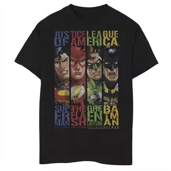Футболка с портретами супергероев для мальчиков 8–20 лет с графическим рисунком «Лига Справедливости Америки» Licensed Character