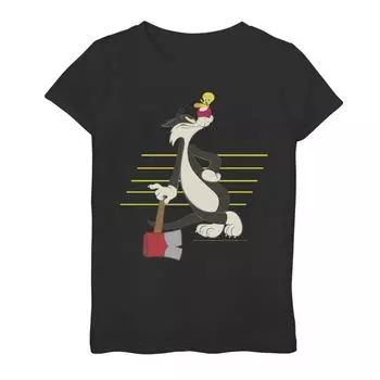 Футболка с портретным рисунком на подкладке Looney Tunes Sylvester & Tweety для девочек 7–16 лет Licensed Character