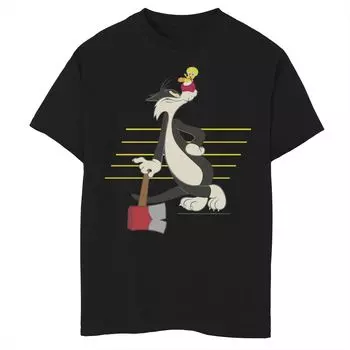 Футболка с портретным рисунком на подкладке Looney Tunes Sylvester & Tweety для мальчиков 8–20 лет Licensed Character