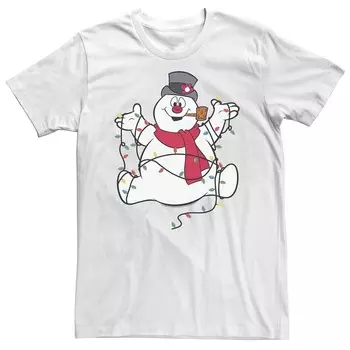 Футболка с портретом Big & Tall Frosty The Snowman Christmas Lights Licensed Character, белый