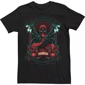Футболка с портретом Big & Tall Marvel Deadpool Wreckless Licensed Character, черный
