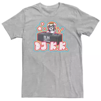 Футболка с портретом DJ K.K. из Animal Crossing для больших размеров Licensed Character, серый