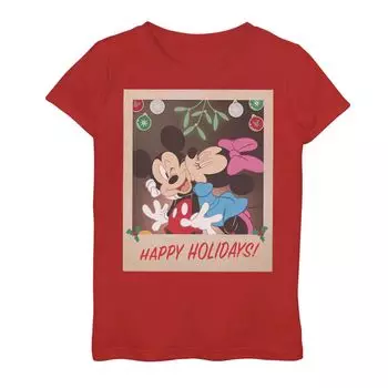 Футболка с портретом «Happy Holidays» для девочек 7–16 лет Disney «Микки и Минни Маус» Licensed Character