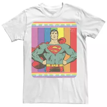 Футболка с портретом и радужным флагом DC Comics Pride Superman для взрослых Licensed Character