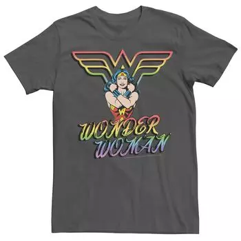 Футболка с портретом и радужным градиентом для взрослых DC Comics Pride Wonder Woman Licensed Character
