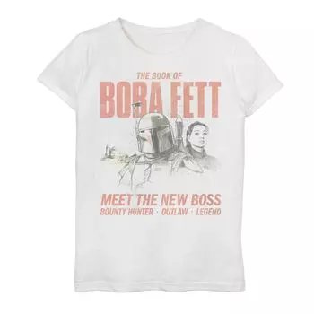Футболка с портретом и рисунком для девочек 7–16 лет «Звездные войны. Книга Бобы Фетта». Star Wars, белый