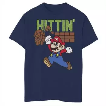 Футболка с портретом и рисунком Super Mario Hittin' Bricks для мальчиков 8–20 лет Licensed Character