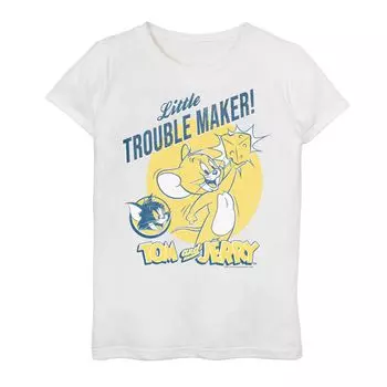 Футболка с портретом и рисунком Tom And Jerry Little Trouble Maker для девочек 7–16 лет Licensed Character