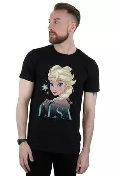 Футболка с портретом Эльзы «Холодное сердце» и снежинкой Disney, черный