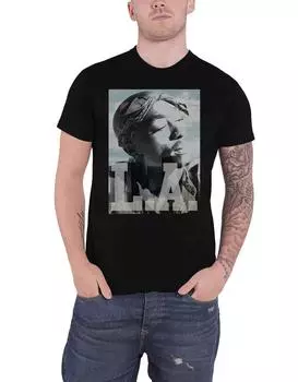 Футболка с портретом LA Skyline Tupac, черный