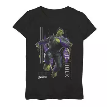 Футболка с портретом Marvel Avengers Endgame для девочек 7–16 лет, Hulk Jump Tech Licensed Character