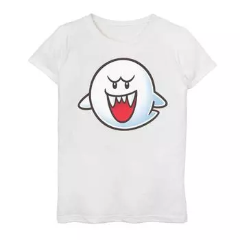 Футболка с портретом Nintendo Super Mario Boo для девочек 7–16 лет Licensed Character, белый