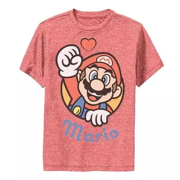 Футболка с портретом Nintendo Super Mario Heart для мальчиков 8–20 лет Licensed Character