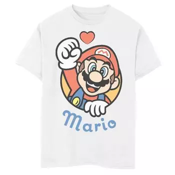 Футболка с портретом Nintendo Super Mario Heart для мальчиков 8–20 лет Licensed Character, белый