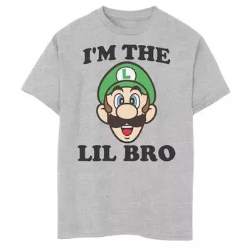Футболка с портретом Nintendo Super Mario Luigi I’m The Lil Bro для мальчиков 8–20 лет Licensed Character