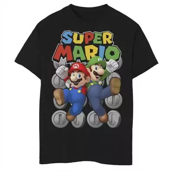 Футболка с портретом Super Mario Luigi And Mario для мальчиков 8–20 лет Licensed Character