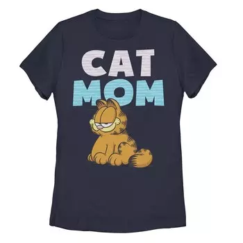 Футболка с портретом улыбающейся кошки Garfield для юниоров Licensed Character, темно-синий