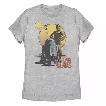 Футболка с портретом в стиле ретро «Звездные войны» для юниоров C-3PO и R2-D2 на Татуине Star Wars