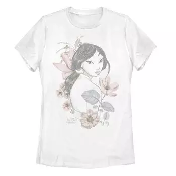 Футболка с портретом в виде линейного рисунка Disney's Mulan Juniors Licensed Character