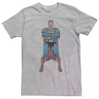 Футболка с постером комикса "Большой и высокий Супермен из комиксов DC" Licensed Character, серый