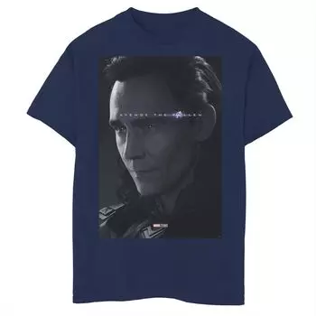 Футболка с постером «Marvel Avengers Endgame Loki Avenge The Fallen» для мальчиков 8–20 лет Marvel, синий