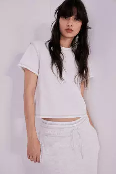 Футболка с потертостями H&M, бежевый