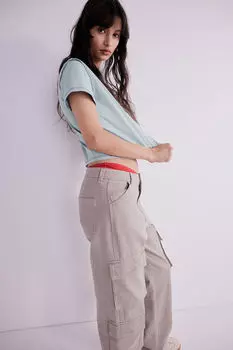 Футболка с потертостями H&M, бирюзовый