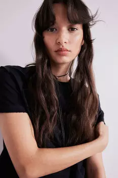 Футболка с потертостями H&M, черный