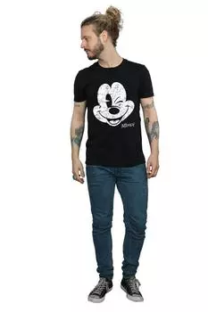 Футболка с потертым лицом Микки Мауса Disney, черный