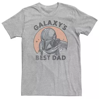 Футболка с потертым портретом Big & Tall Star Wars: The Mandalorian «Лучший папа Галактики» Licensed Character, цвет Athletic Heather